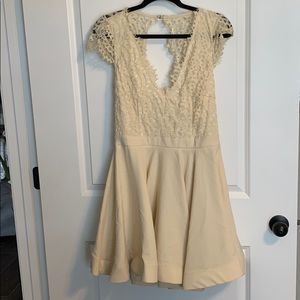 Impressions off white fit to flare dress.